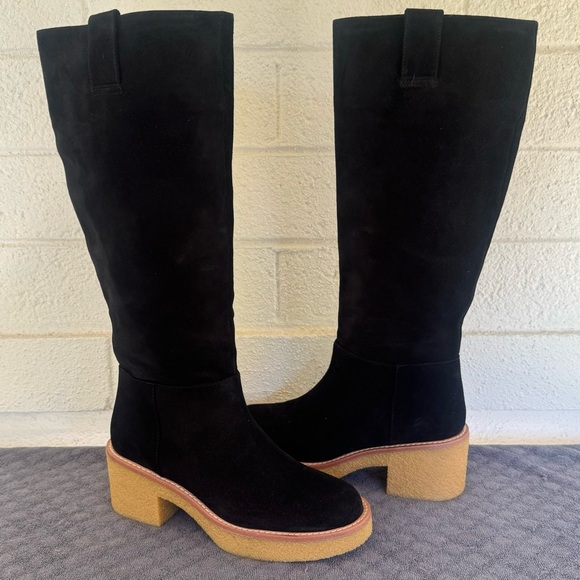 Stuart Weitzman Women's BlackMontana Slouch Suede Boots Size 7 B